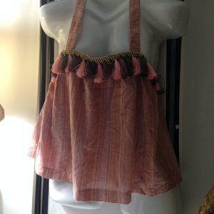 Women’s Pink Tassel Trim Halter Top